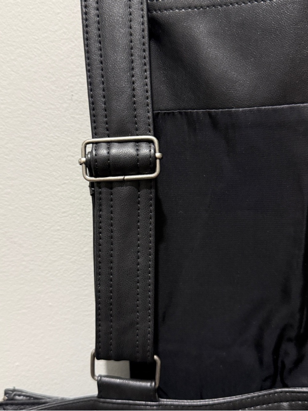 Anthropologie Maeve Faux Leather Dungarees - Black - Picture 9 of 11
